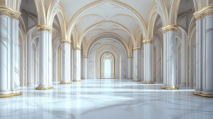 Obraz premium Grand, opulent hall with arches and columns.