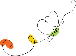 Abstract Butterfly Line Art with Colorful Organic Shapes