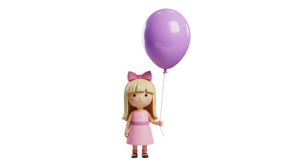 Isolated Girl Holding a Balloon