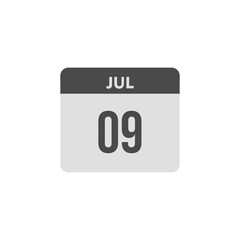 calender icon, 09 july icon with white background
