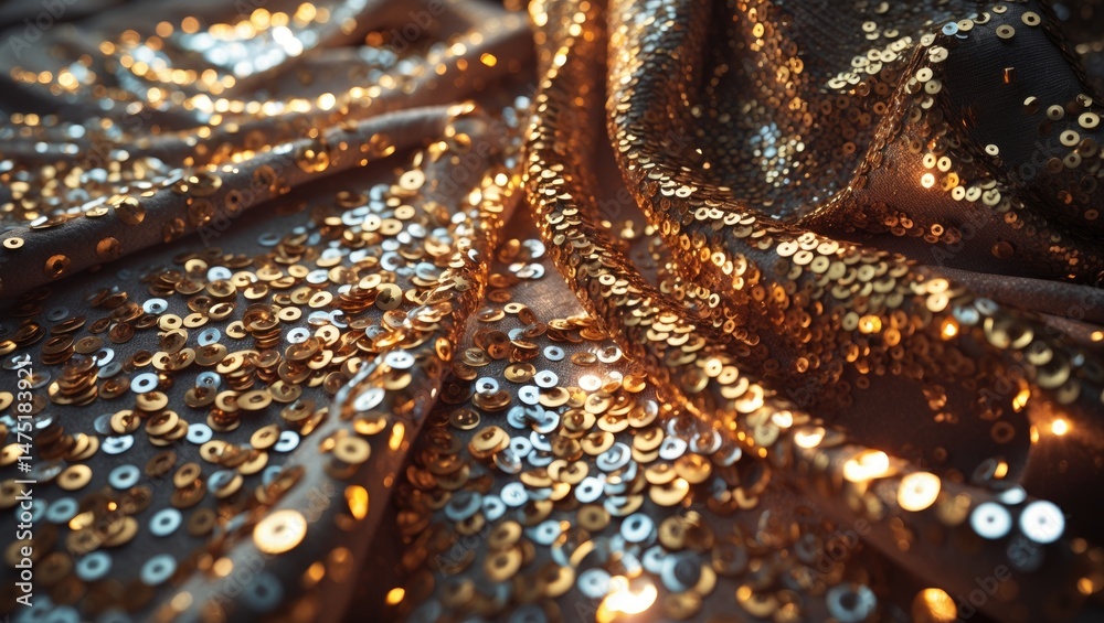 Poster Elegant background featuring sequins and a shiny fabric texture