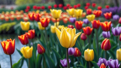 Radiant Tulip Garden in Total Bloom
