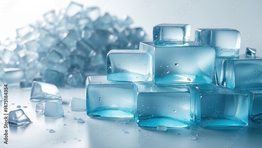 Poster Stack of crushed ice against a background providing space for writing