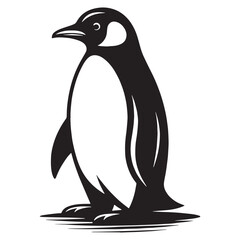 Frozen Antarctic Penguin silhouette, standing tall – Penguin illustration – Minimalist Penguin vector – Bird silhouette

