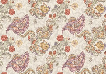 Soft Colored Paisley Fabric Pattern