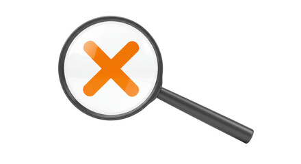 Fototapeta premium Isolated Magnifying Glass with Cross Mark