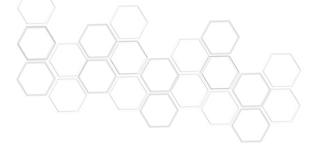 Abstract white and grey hexagon geometric and Polygonal Honeycomb Elements, Luxury Pattern and Technology-Inspired Design for a Sleek Background