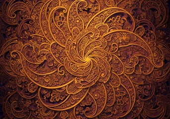 Golden Spiral Pattern with Paisley Motifs