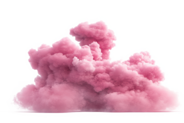 Pink Smoke and Fluffy Cloud Formation with Cinematic Lighting Transparent Background.
