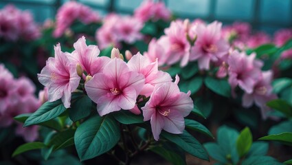 Fototapeta premium Cultivating Azalea in greenhouse conditions