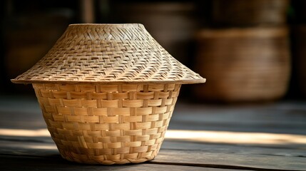Handcrafted woven bamboo basket