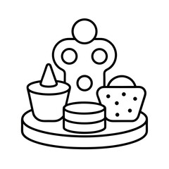 Kids Play Doh Set Line Art Vector Sketch