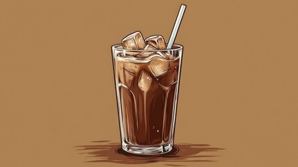 Refreshing Iced Coffee Illustration: A Cool Summer Beverage