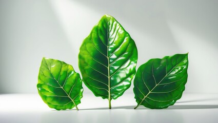 White background featuring Plu Kaow leaf. Herbal plant recognized for its medicinal qualities. Nature's remedy from vegetables.