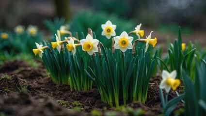 Fototapeta premium Early daffodils in the garden