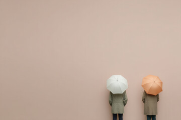 two people standing under umbrellas during spring rain