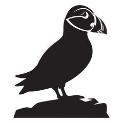 Joyful Puffin silhouette with its bold beak – Puffin illustration – Minimalist Puffin vector – Bird silhouette

