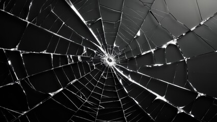 Obraz premium Faulty electronic device screen with cracks and textured pattern in black and white