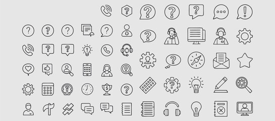 Set of Question and Confusion Related Line Icons. Outline Symbol Collection, Editable Stroke. speech bubble question mark icon sign vector.