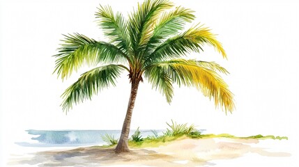 Fototapeta premium Hand-drawn Palm Tree on Isolated White Background - Professional Stock Photo