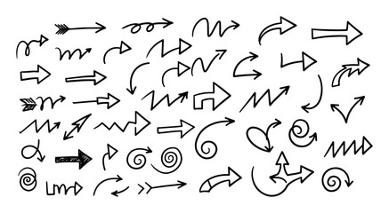 doodle arrows vector collection in cartoon outline style