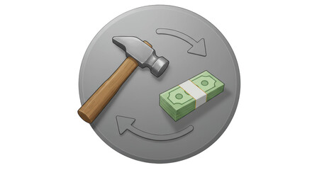 Isolated Money And Renovation Hammer