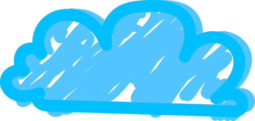 Cartoon style doodle blue cloud