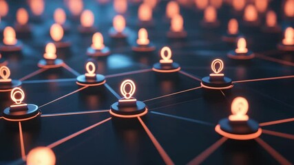 Conceptualization of a social network with glowing nodes representing connected users - Powered by Adobe