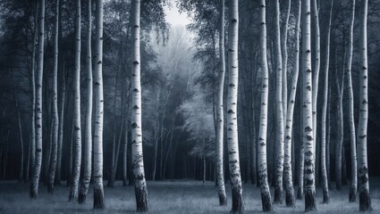 Elegant Winter Wilderness with Tall Trees and Minimalist Texture