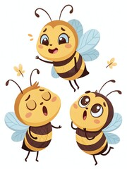 Kawaii bees expressing different emotions to celebrate World Bee Day