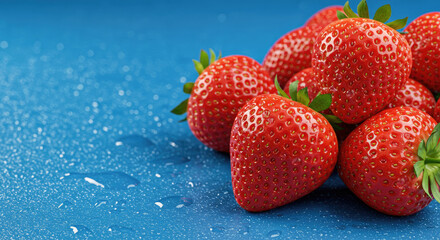 Juicy ripe strawberries glistening wet delicious summer treat