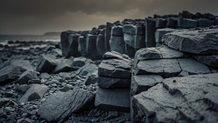 Reynisfjara's Large Gray Basalt Columns as Geological Features