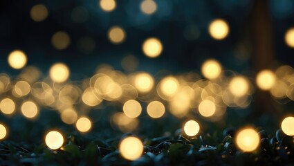Obraz premium Blurred View of Yellow Garden Bokeh Lights: Perfect for Creative Design