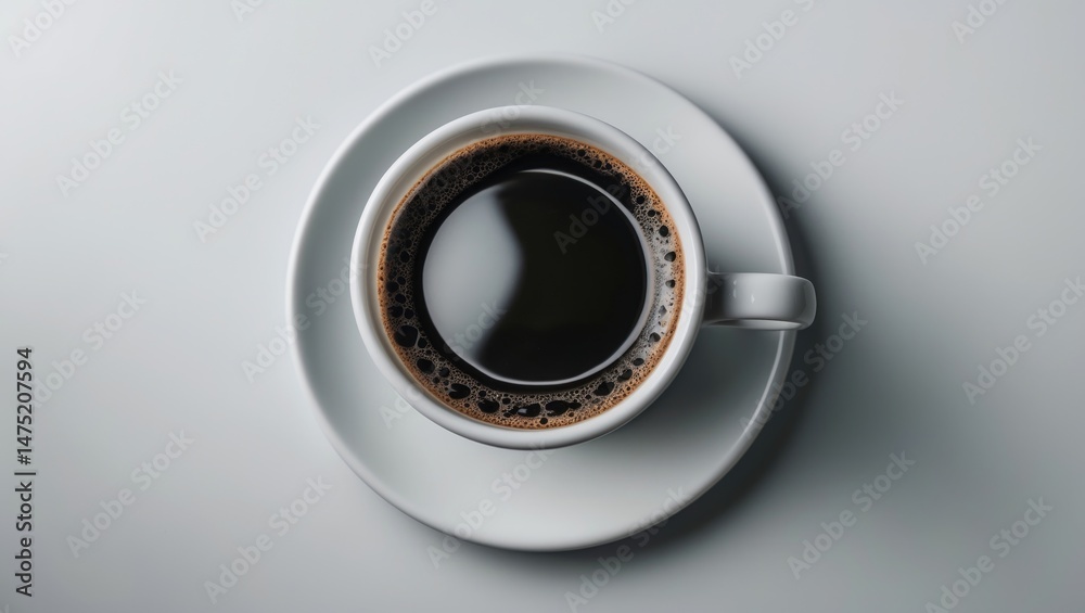 Poster espresso in a white vessel. bright background. shallow depth of field.