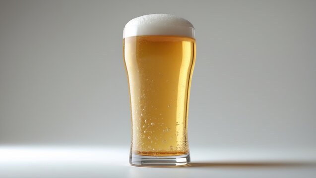 White background with a pint of pale lager in a glass