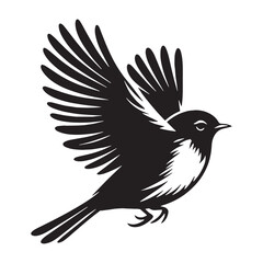 Feathered Beauty Robin silhouette on a twig – Robin illustration – Minimalist Robin vector – Bird silhouette

