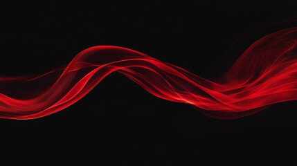 Illustration red wave on black background. Abstract motion beat line graph.