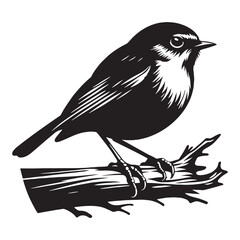Bright-Eyed Robin silhouette among the trees – Robin illustration – Minimalist Robin vector – Bird silhouette

