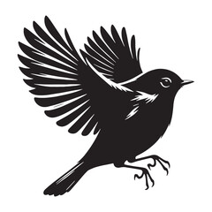 Gentle Robin silhouette resting on a fence – Robin illustration – Minimalist Robin vector – Bird silhouette

