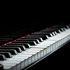 Fototapeta premium Monochrome close-up of piano keys with shallow depth of field and cinematic lighting