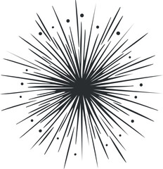 Obraz premium Black and white starburst burst vector illustration with sharp pointed rays radiating from center