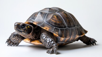 Fototapeta premium Turtle isolated on white background. Reptile species or tortoise. ( Clipping path )
