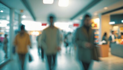 Abstract representation of a blurred interior scene with people