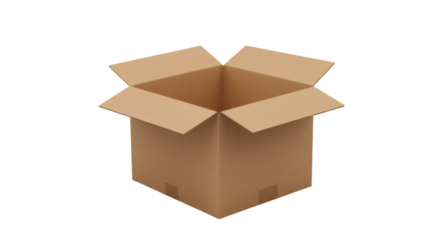 Photorealistic open shipping box, perfect for ecommerce product mockups, delivery icons, or packaging design use