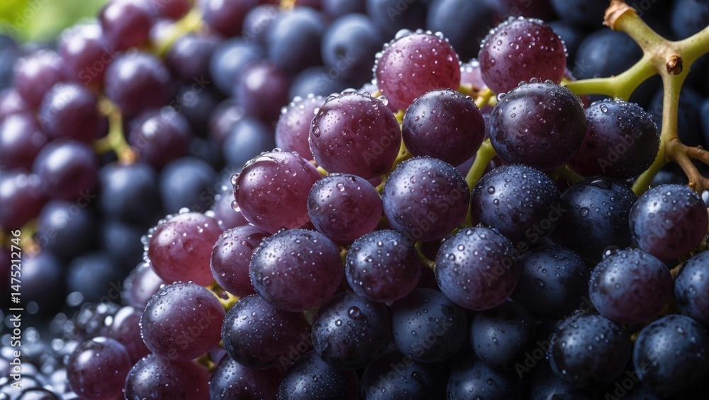 Poster fresh ripe grapes in a bunch with a textured background emphasizing natural food