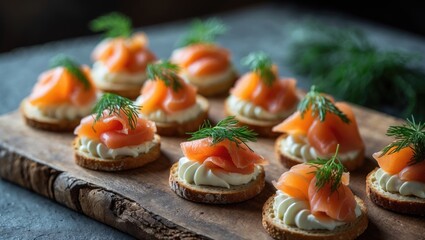 petite canapÃ©s including smoked salmon