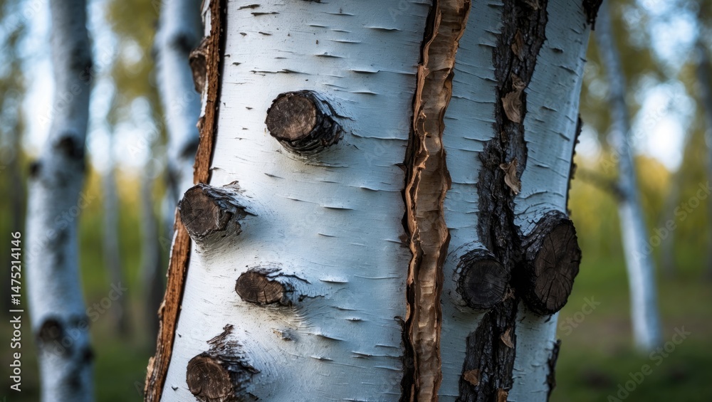 Fototapete texture or background of birch bark. macro shot accomplished with stacking method. bark texture aest