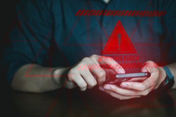 Cybersecurity Warning Alert on Mobile Device Screen.