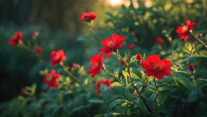 Mood Board with Red Flower Color Palette. Color Mixing Techniques.