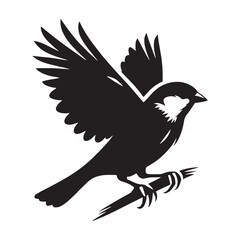 Sparrow silhouette with graceful wingbeats – Sparrow illustration – Minimalist Sparrow vector – Bird silhouette

